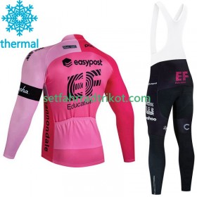Ef Education First Radbekleidung Radtrikot Langarm + Lang Trägerhose Winter Thermal Fleece 2023